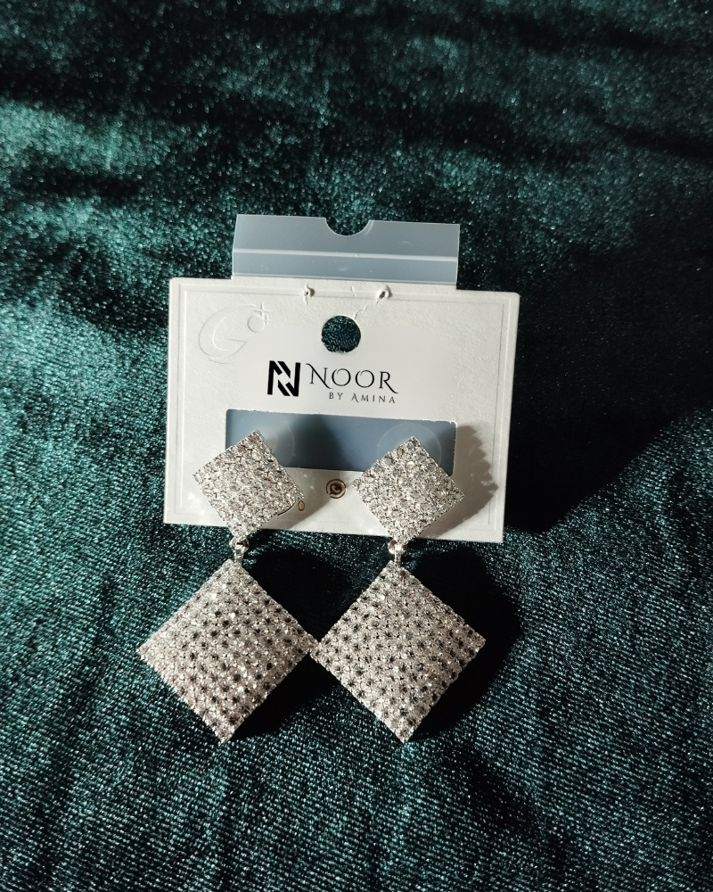 Sparkling Geometric Dangle Earrings - Crystal Stud Drop Jewelry