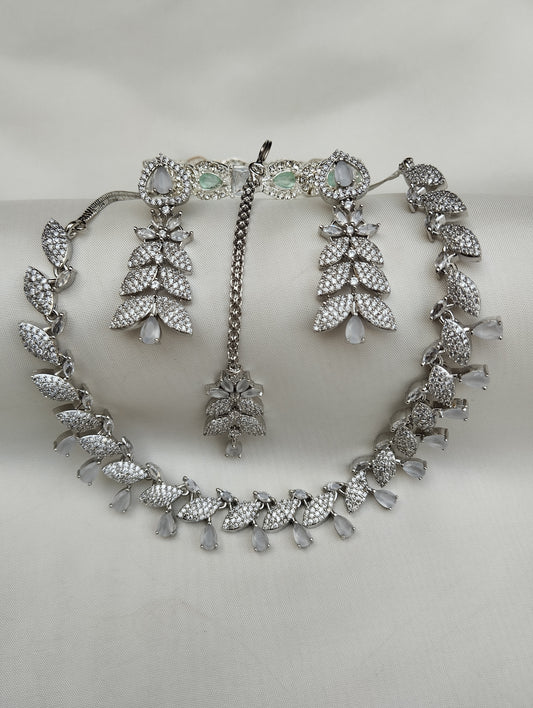 Moonlit Leaf zircon stones Bridal Jewelry Set