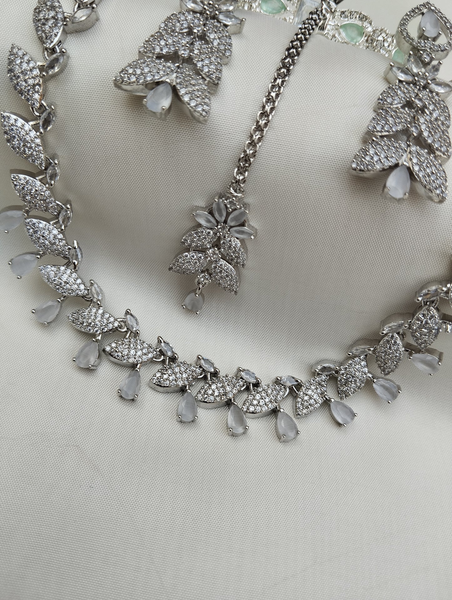 Moonlit Leaf zircon stones Bridal Jewelry Set