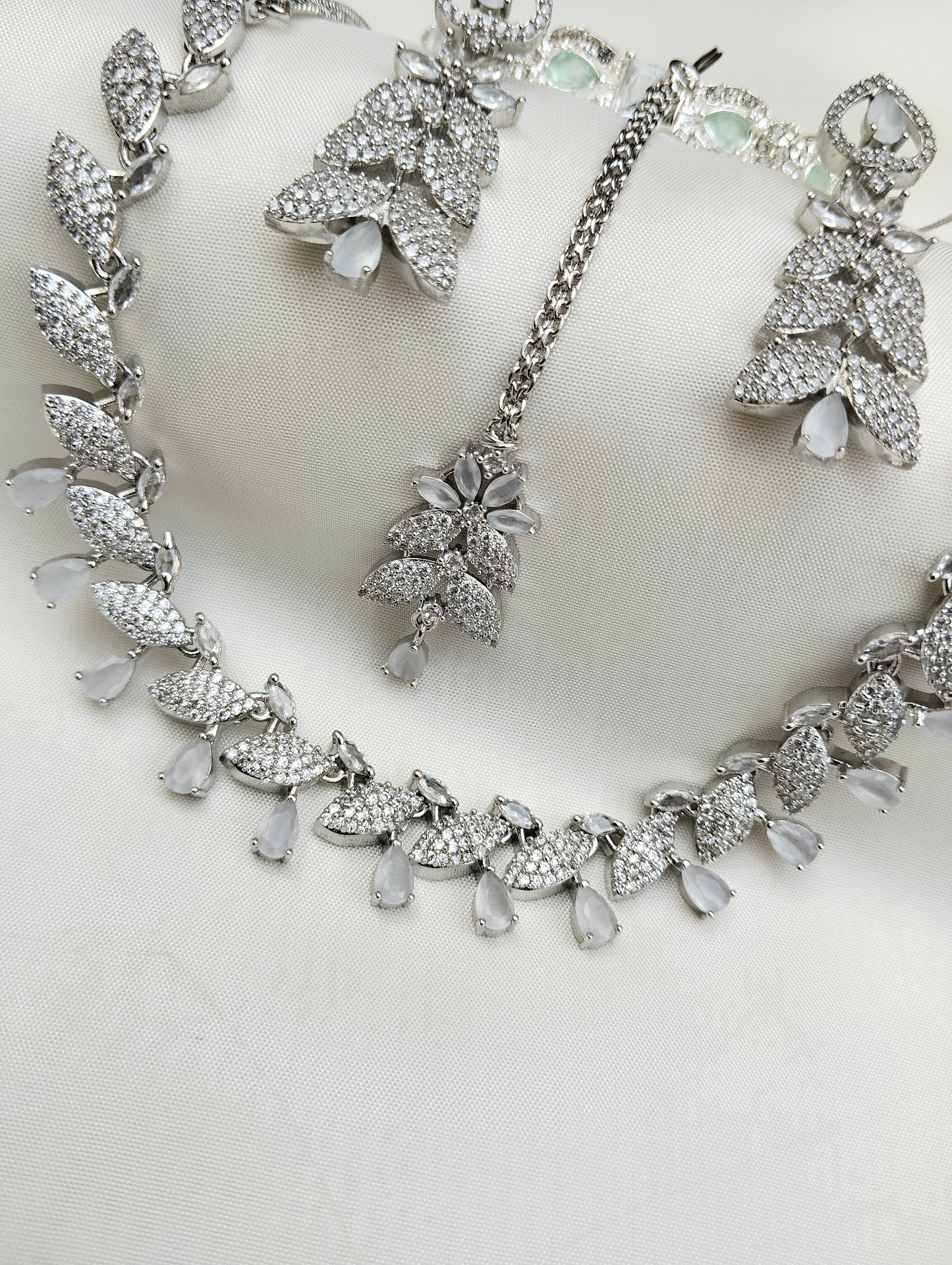 Moonlit Leaf zircon stones Bridal Jewelry Set