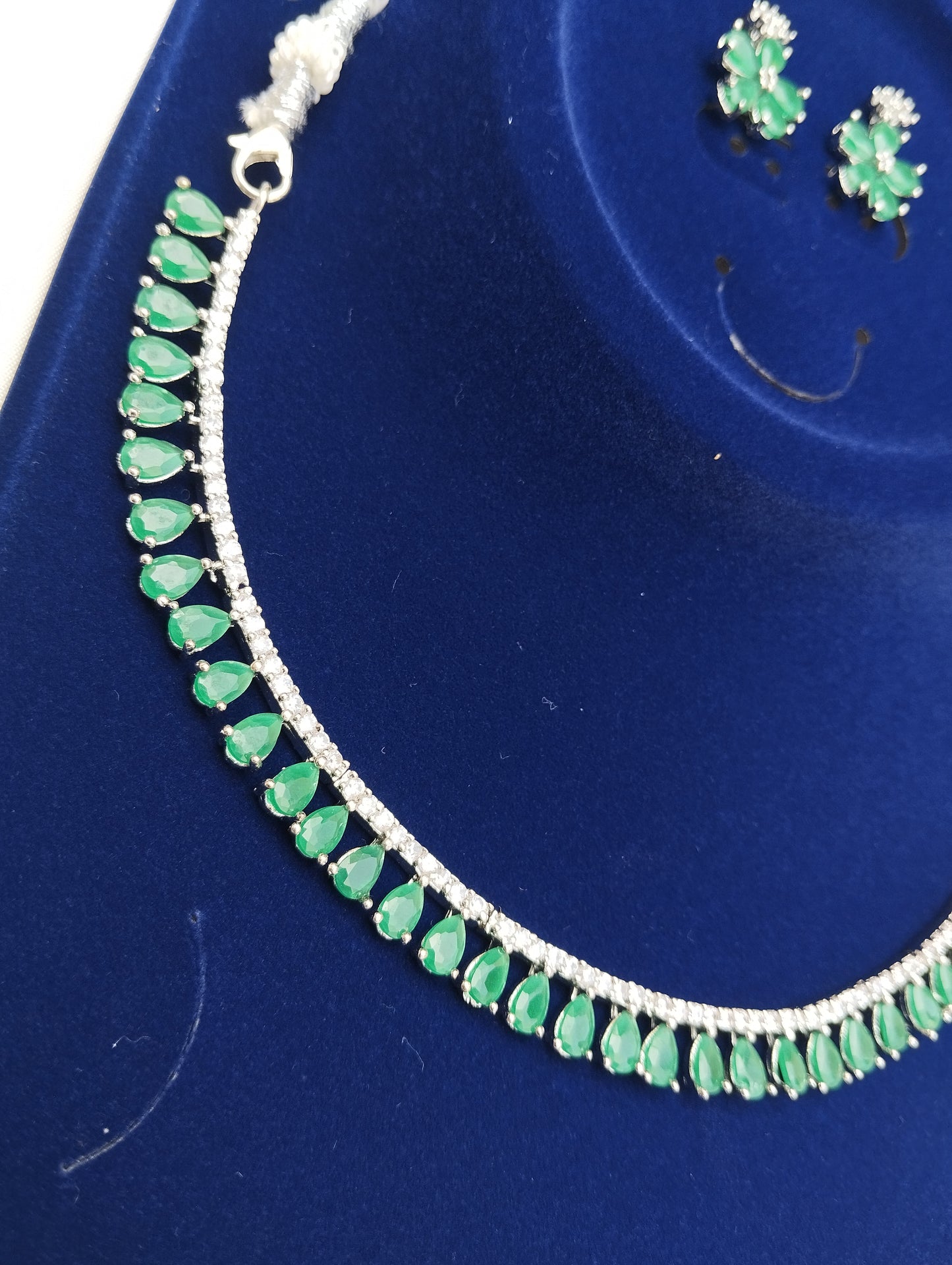 Emerald Teardrop Necklace Set with Earrings