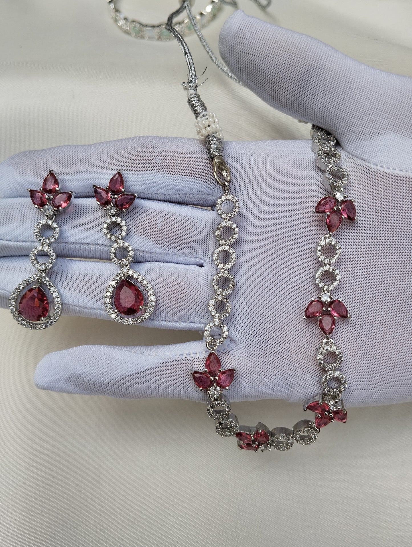 Ruby Blush Necklace Set with Earrings