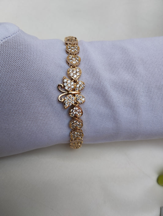Butterfly Love Heart Bracelet in Gold