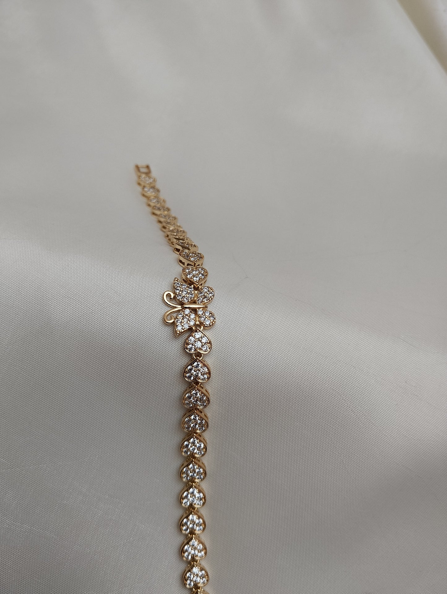 Butterfly Love Heart Bracelet in Gold