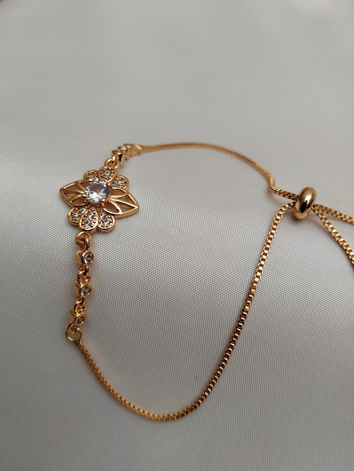 Golden Bloom Adjustable Flower Bracelet