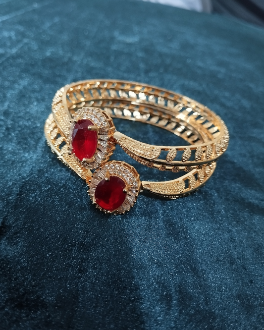 Regal Ruby Red Gemstone Zircon Bangle