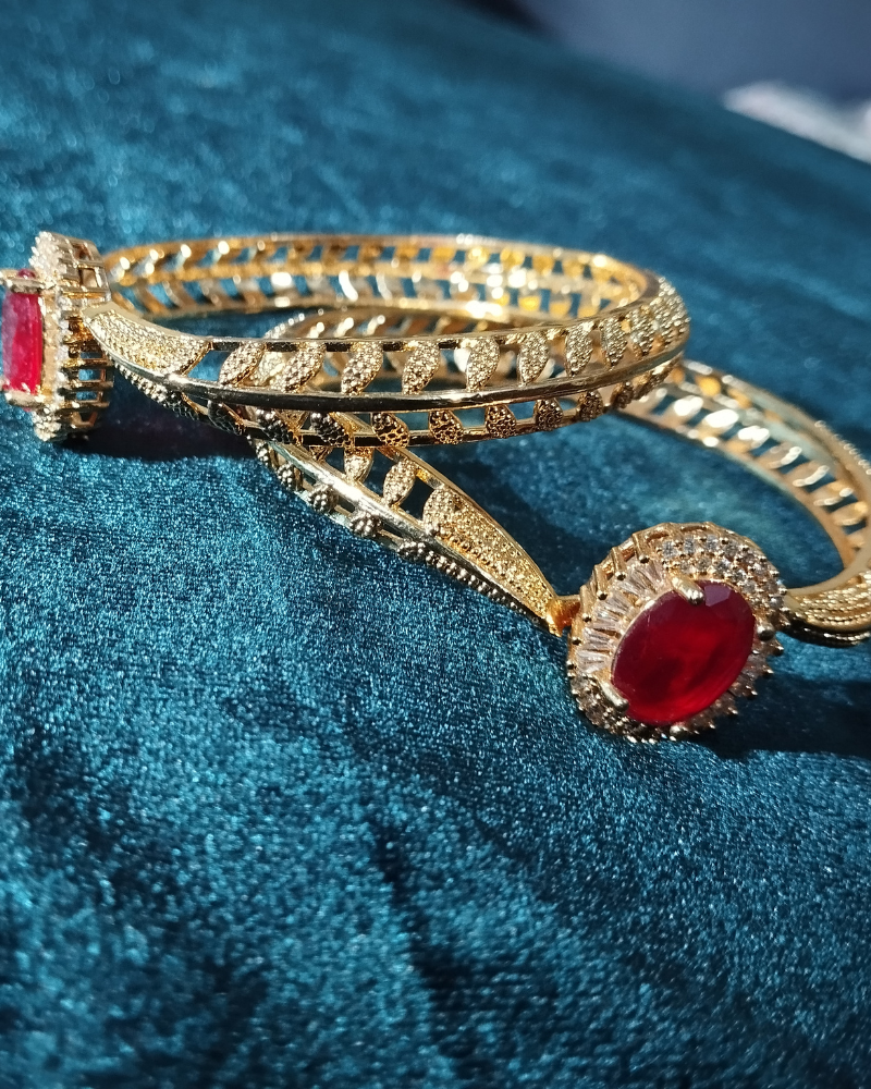 Regal Ruby Red Gemstone Zircon Bangle
