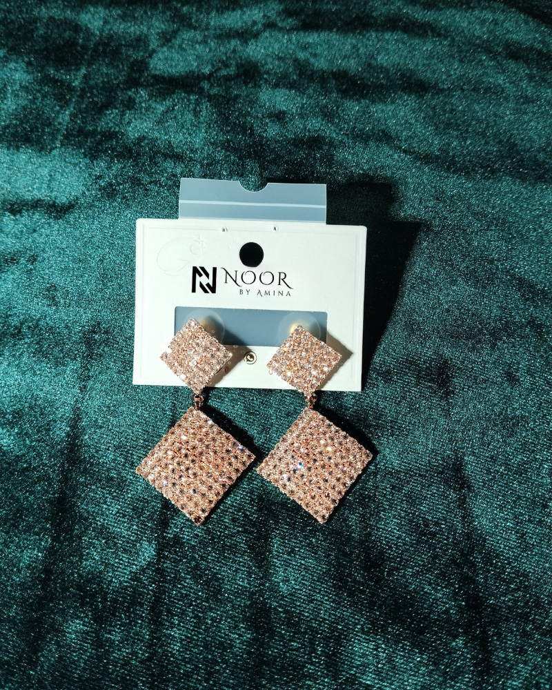 Sparkling Geometric Dangle Earrings - Crystal Stud Drop Jewelry