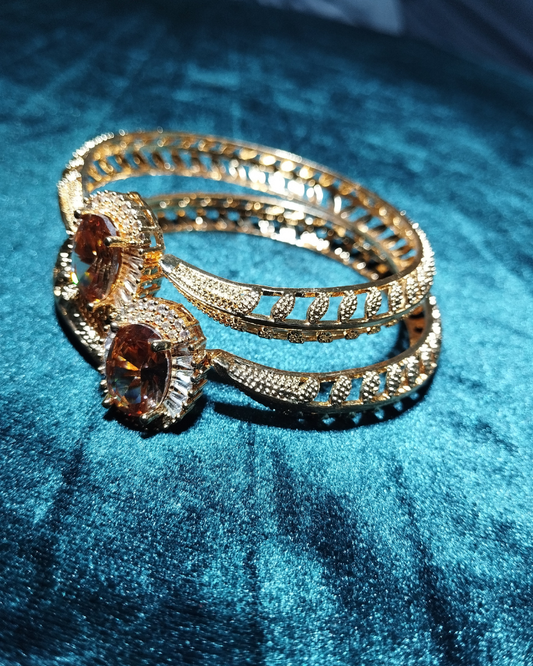 Elegant Champagne Brown Gemstone  Zircon Bangle