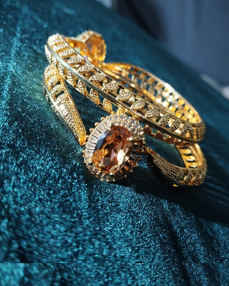 Elegant Champagne Brown Gemstone  Zircon Bangle