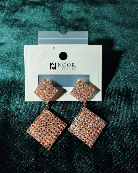 Sparkling Geometric Dangle Earrings - Crystal Stud Drop Jewelry