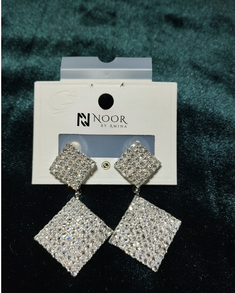 Sparkling Geometric Dangle Earrings - Crystal Stud Drop Jewelry