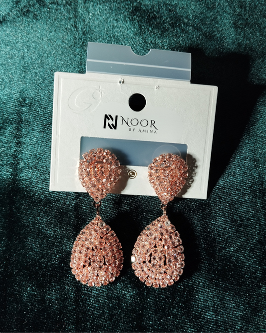 Rose Gold Teardrop Crystal Dangle Earrings