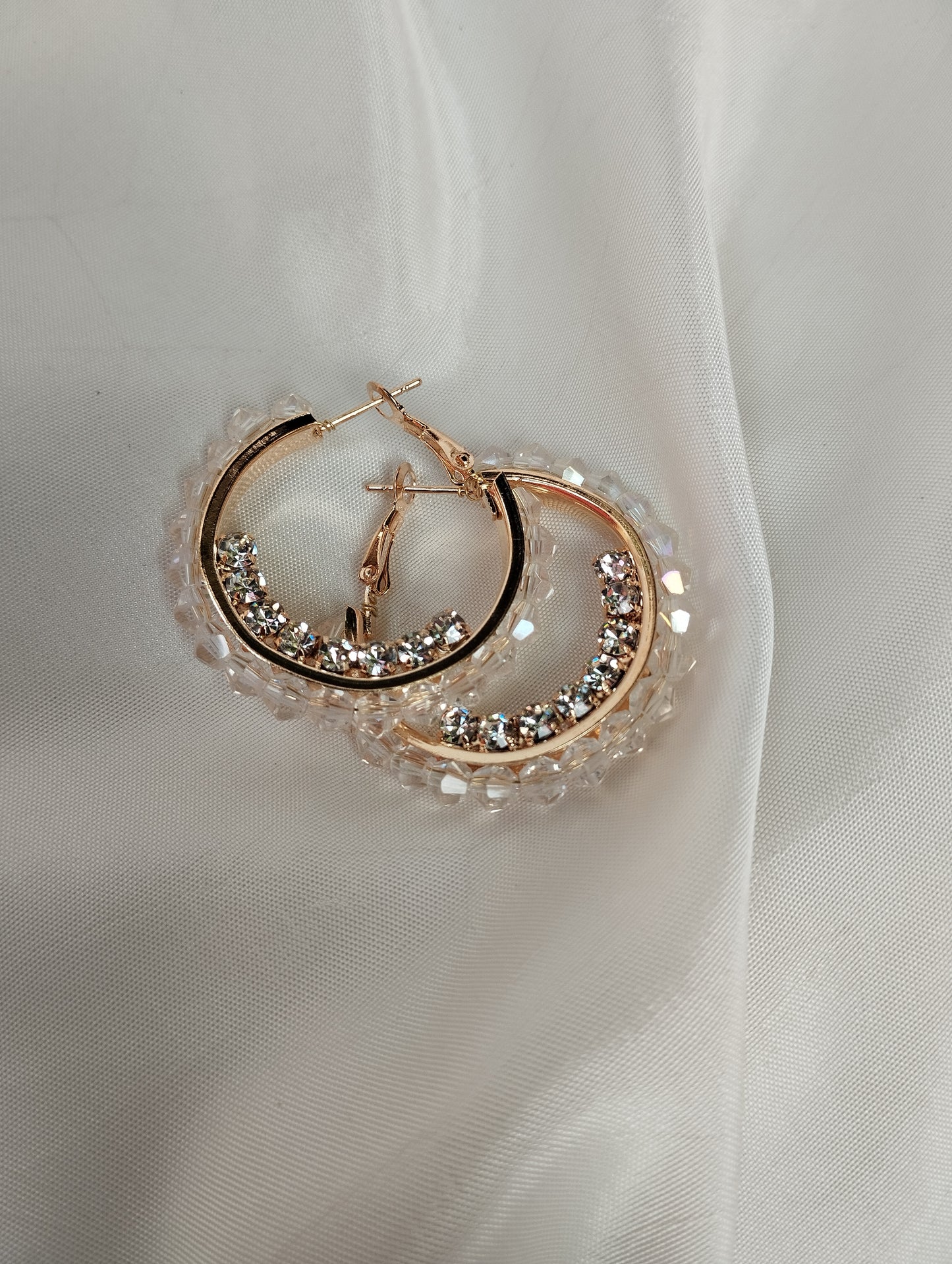 Luxe & Modern Black Crystal Gold Hoop Earrings