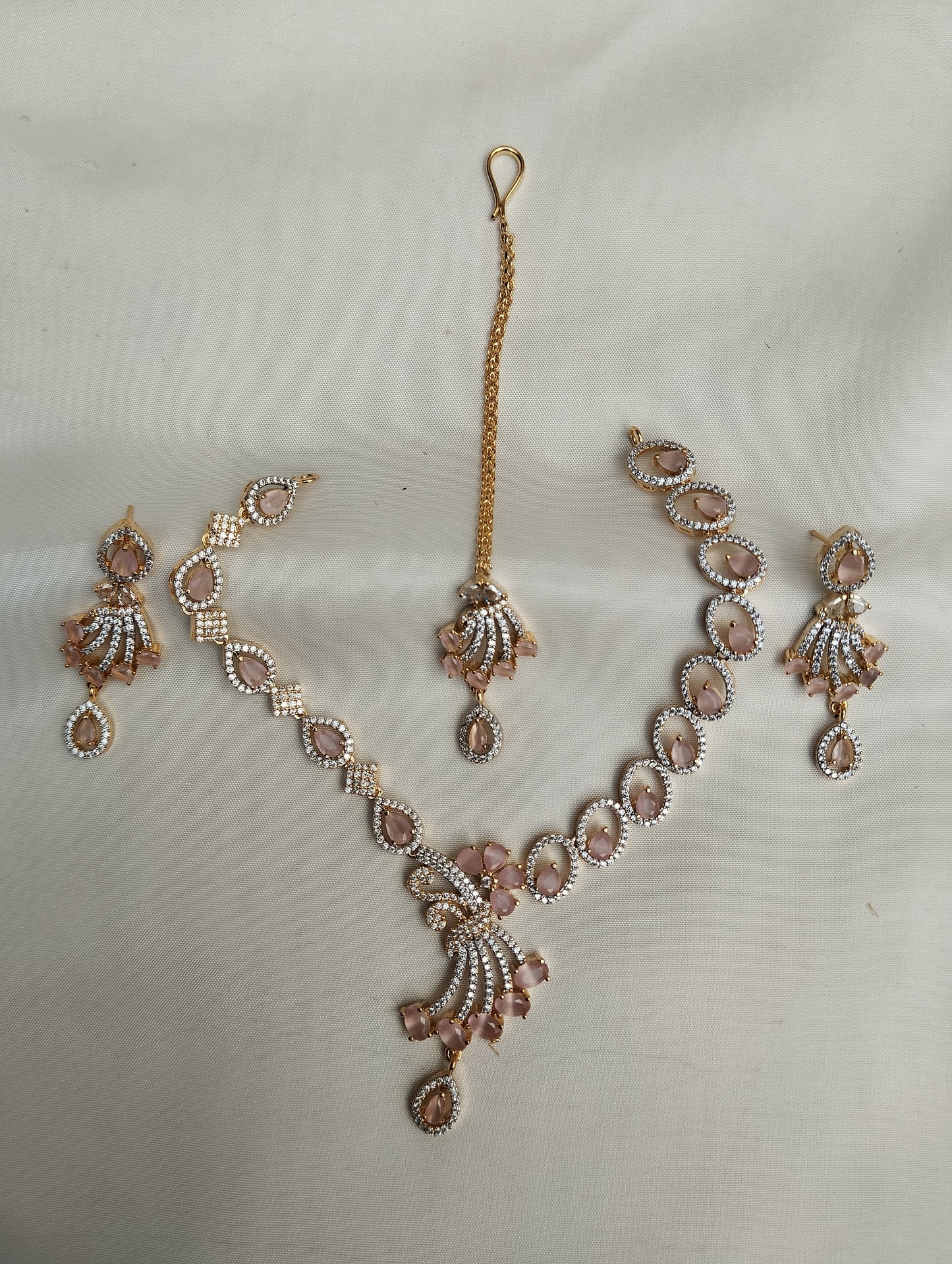 Blush Pink  Bridal Necklace Set