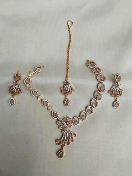 Blush Pink  Bridal Necklace Set