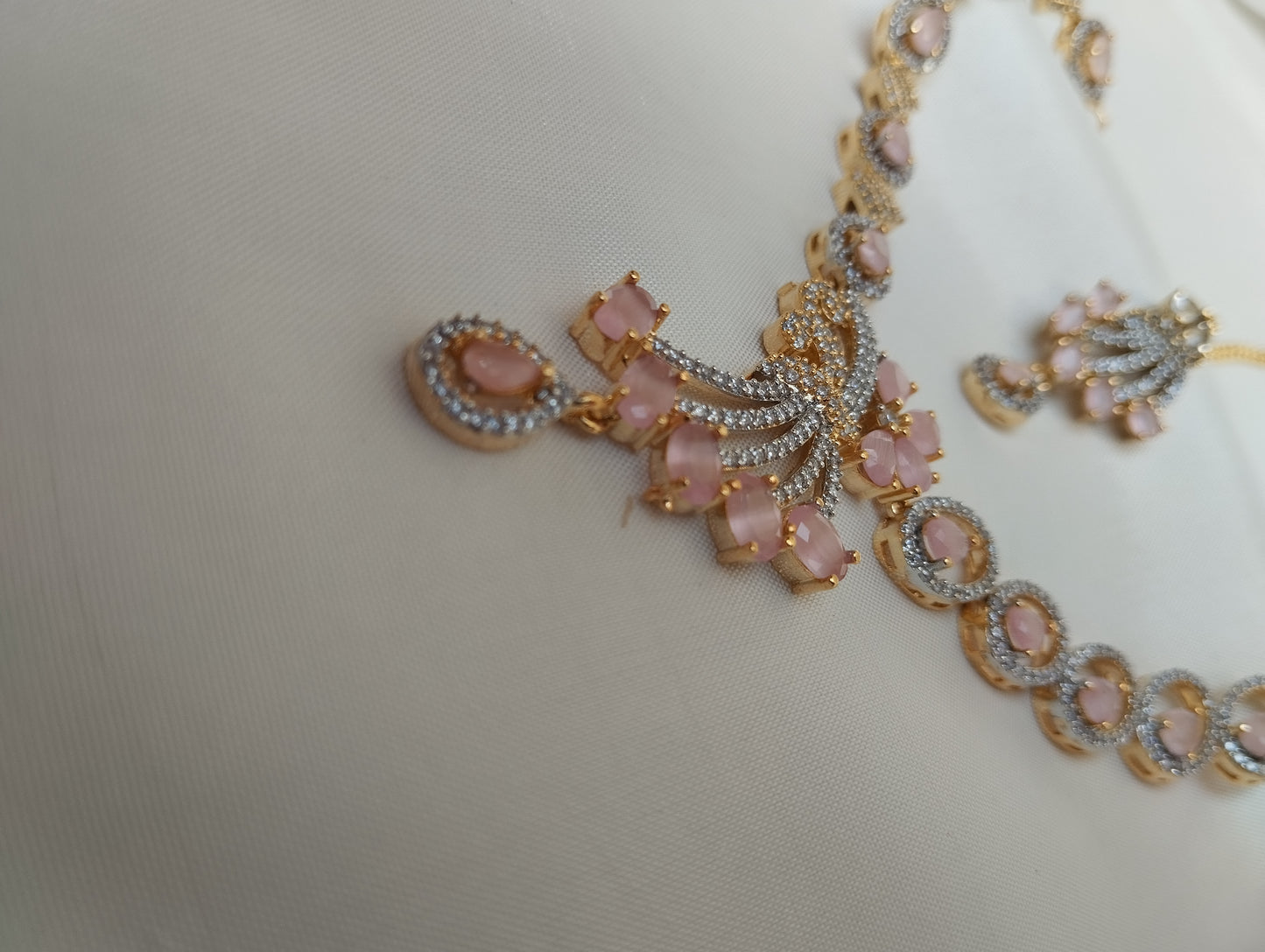 Blush Pink  Bridal Necklace Set