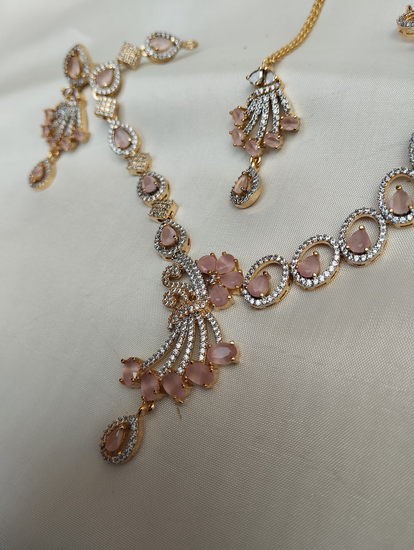 Blush Pink  Bridal Necklace Set