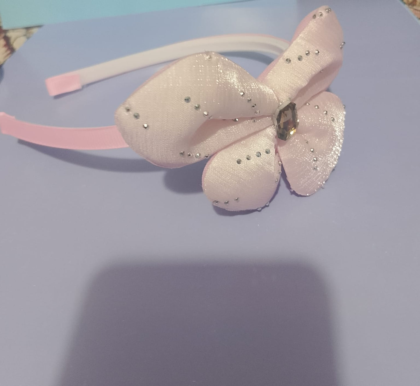 Ivory Organza Butterfly Hairband – Rhinestone Headband for Girls & Women | Party Hair Accessory