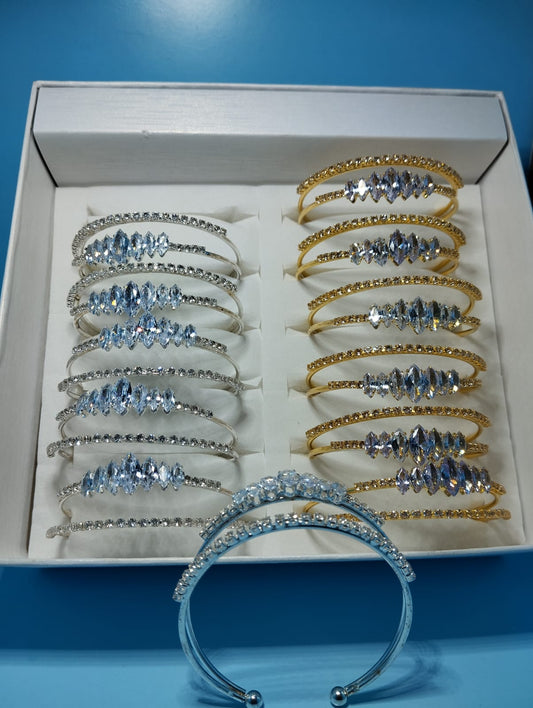 Crystal Studded Adjustable Cuff Bracelet – Gold &amp; Silver