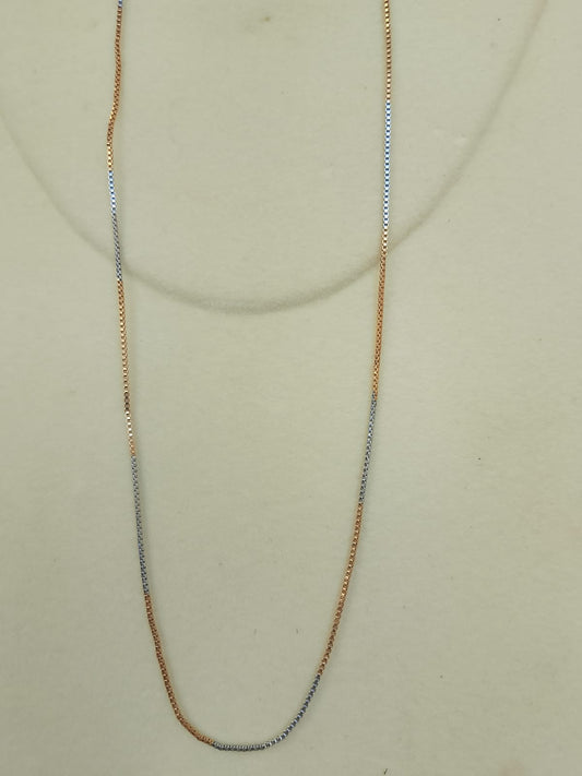 Dual-Tone Box Chain Necklace – Rose Gold & Silver