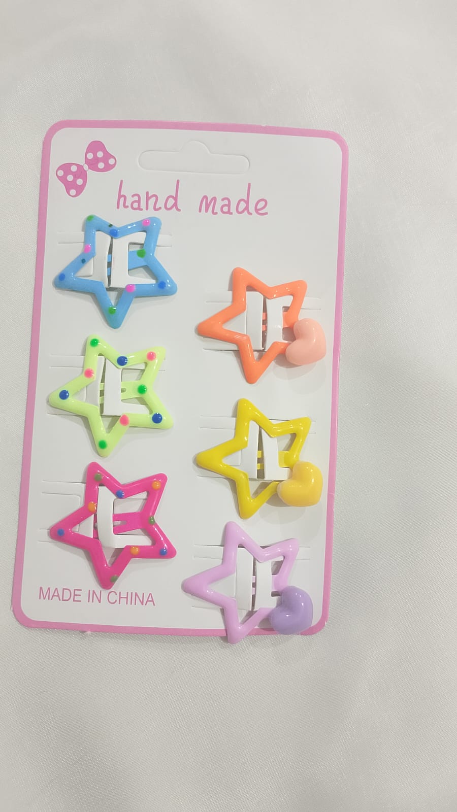 Star & Heart Hair Clip Set – Colorful Kawaii Snap Clips | 6 Pcs