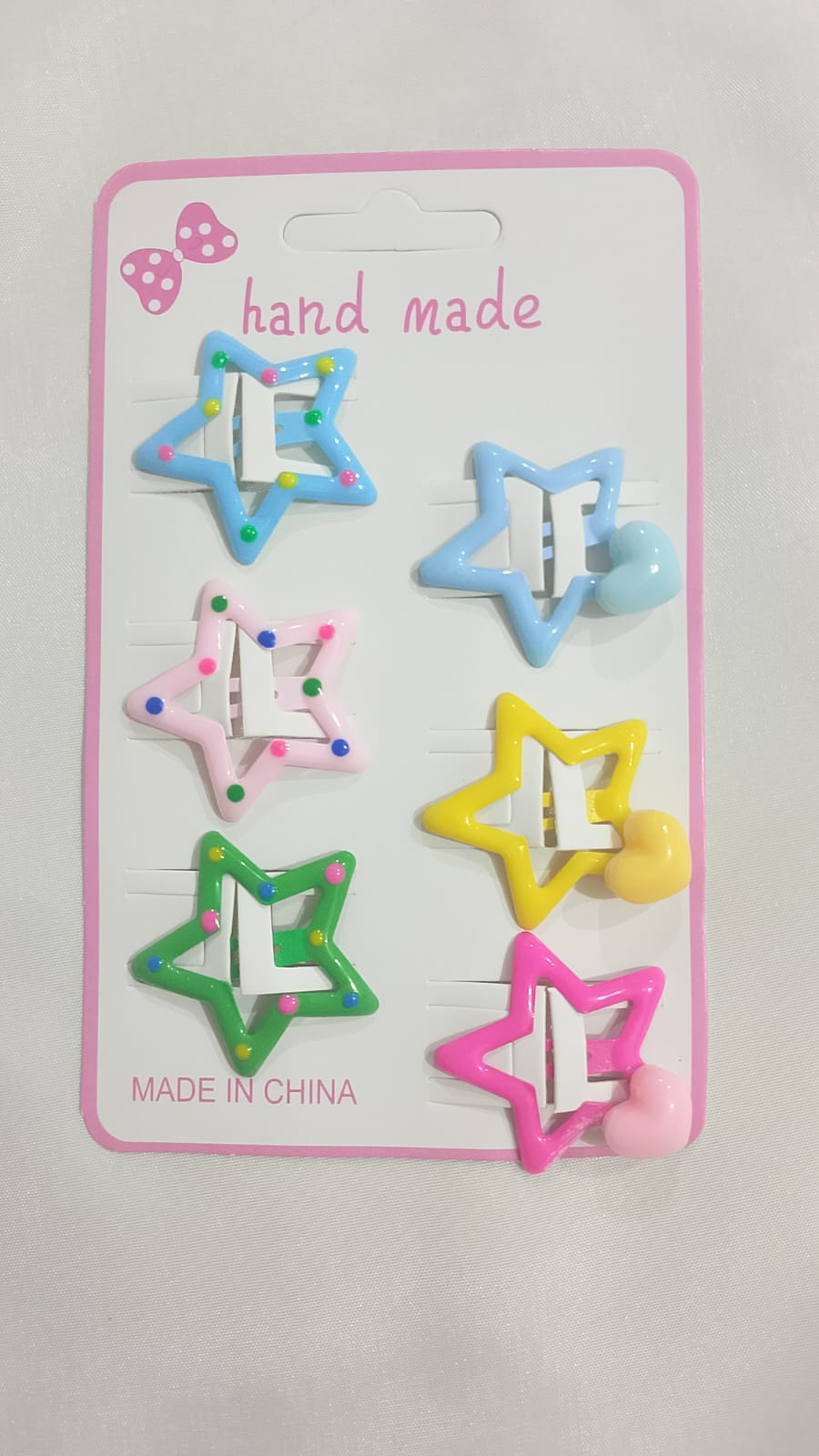 Star & Heart Hair Clip Set – Colorful Kawaii Snap Clips | 6 Pcs